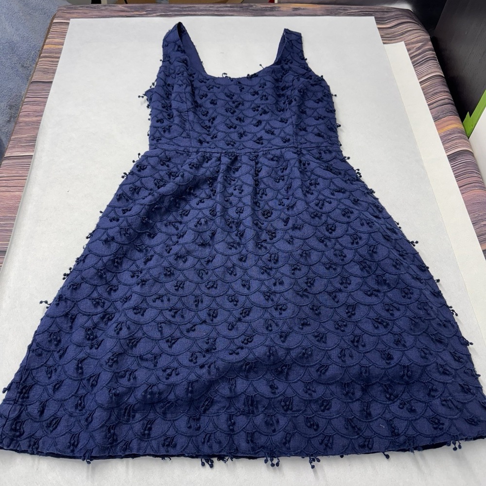 Vineyard Vines Dress 100% Linen A-Line Babydoll Blue Sz 4 Kentucky Derby Preppy - Picture 5 of 14